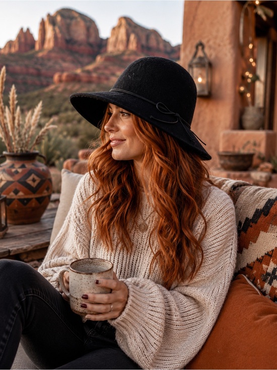 San Diego Hat Company Accessories - San Diego Hat Company Black Wool blend Wide-Brim Cloche Hat